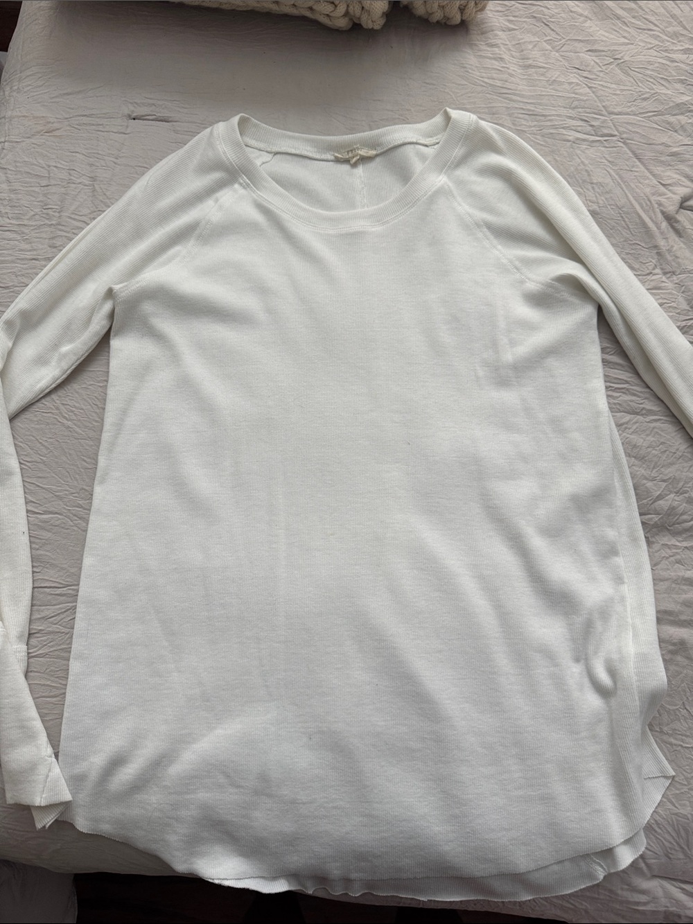 easel White Long Sleeve Scoop Neck Top